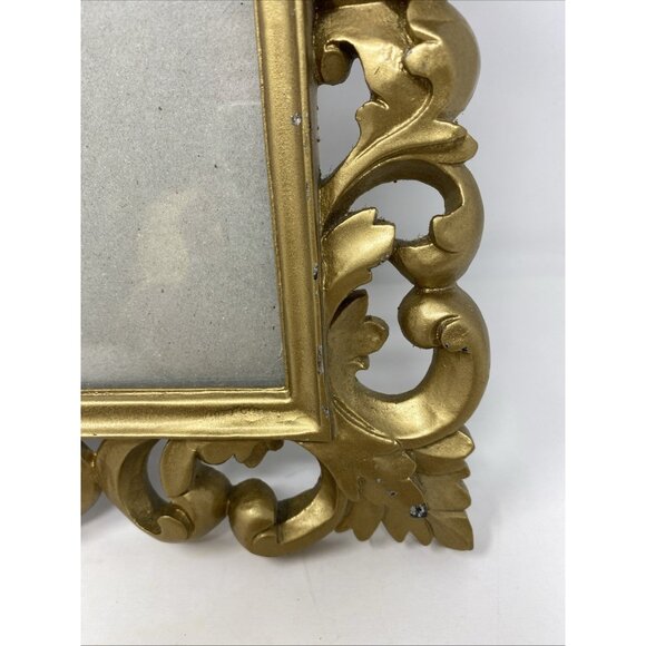 Ornate Heavy Hollywood Regency Style Gold Tone Picture Frame 6.5” X 4.5” Photo - Picture 4 of 10